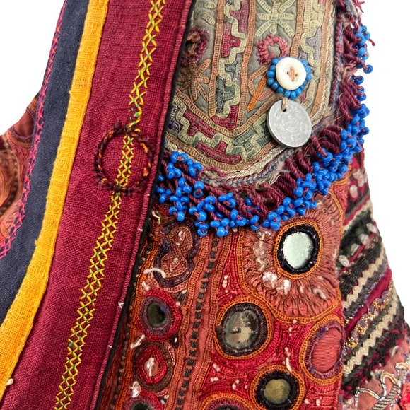 Simone Camille Embroidered Beaded Boho Bag Vintage Antique Textiles EUC - Picture 9 of 16